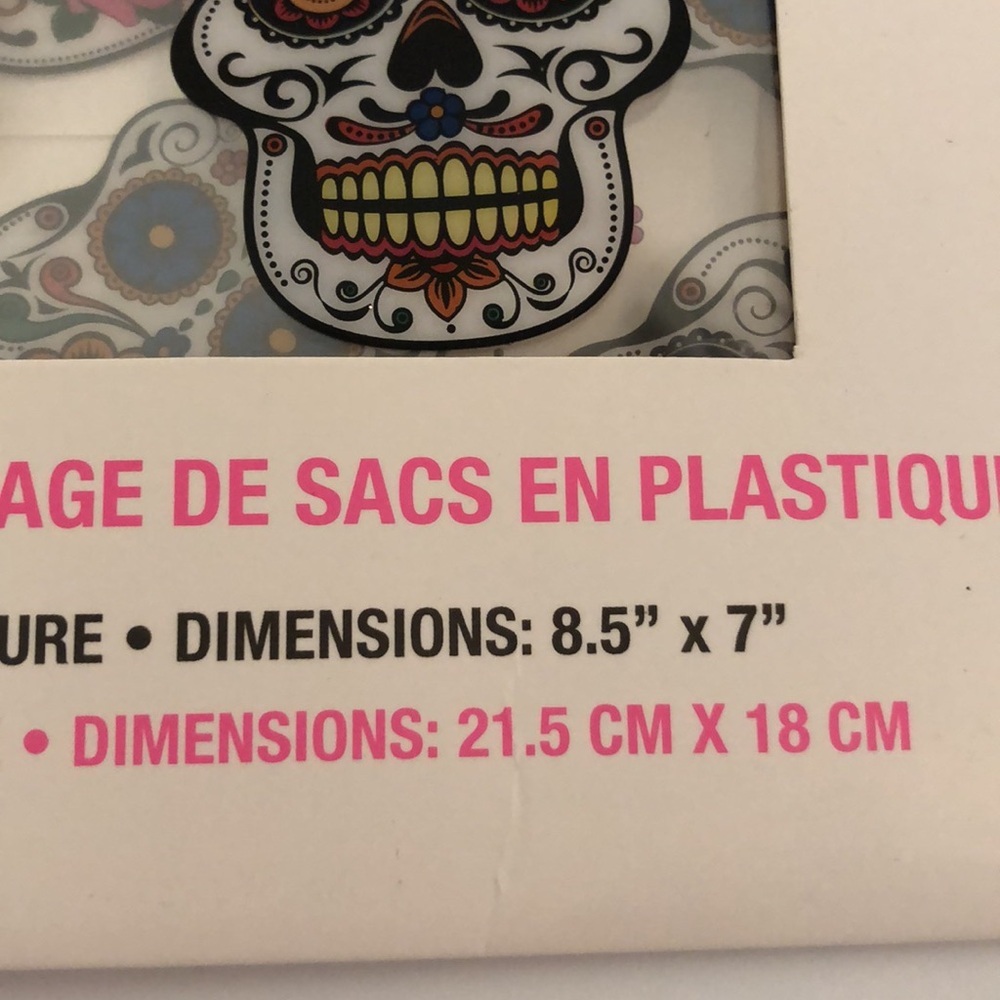 Sugar Skull nwt Reusable Storage Bags Halloween 8.5 x 7 “ - Picture 4 of 4